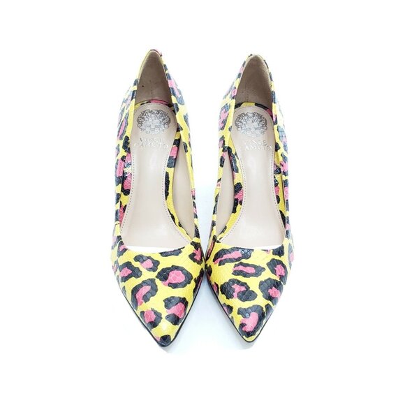 Vince Camuto Treesha Womens Pumps Yellow Pink Leopard Snake Print Size 5.5M - Picture 3 of 9